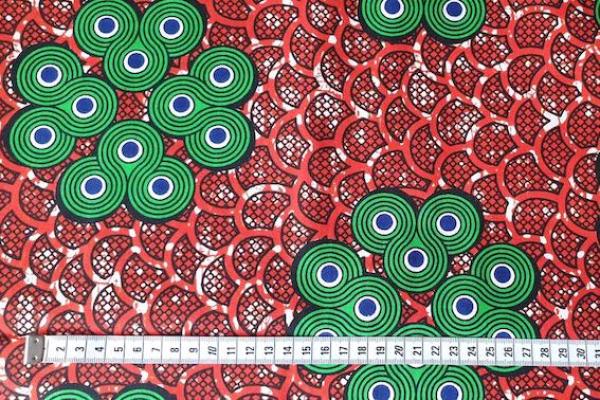 GREEN MINI CIRCLES Waxprint Stoff